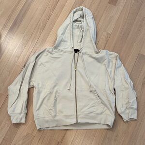 J Crew Cream Hooded Zip-Up Sweatshirt